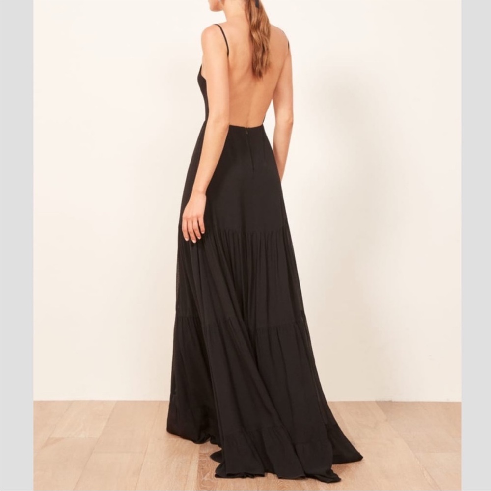 Reformation Black Figi Maxi Dress Open Back Size 6‎ Evening Feminine whimsical - Picture 7 of 11
